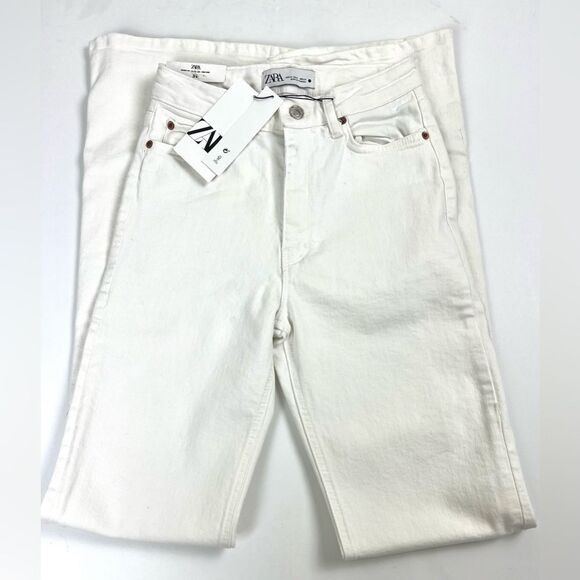 Zara The Skinny Flare Denim Off White Denim Jeans - Picture 6 of 16
